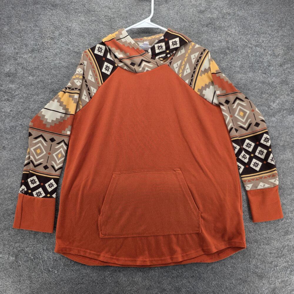 LuLaRoe Hoodie Womens Large Multicolor Southwestern Geometric Pullover Knit